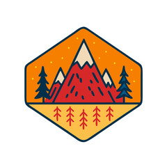 Vintage Mountain Adventure and Outdoor Logo Template with Retro Elements