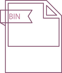 BIN File format icon black outline and light color text