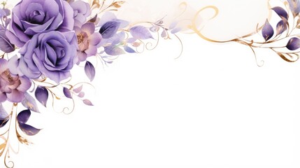 Hand drawn watercolor rose frame