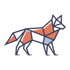 Geometric Wolf Illustration in - Monochromatic Vector Design