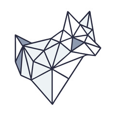 Geometric Wolf Illustration in - Monochromatic Vector Design