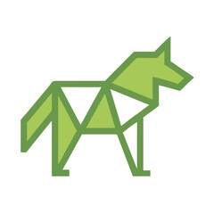 Geometric Wolf Illustration in - Monochromatic Vector Design