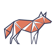 Geometric Wolf Illustration in - Monochromatic Vector Design