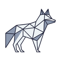 Geometric Wolf Illustration in - Monochromatic Vector Design