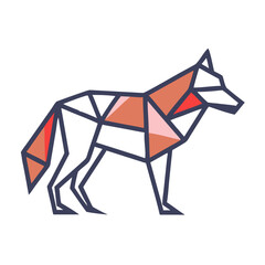 Geometric Wolf Illustration in - Monochromatic Vector Design