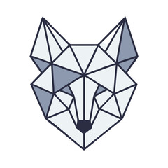 Geometric Wolf Illustration in - Monochromatic Vector Design