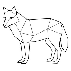 Geometric Wolf Illustration in - Monochromatic Vector