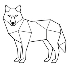 Geometric Wolf Illustration in - Monochromatic Vector Design