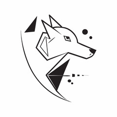 Geometric Wolf Illustration in - Monochromatic Vector Design