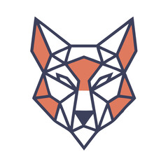 Geometric Wolf Illustration in - Monochromatic Vector Design