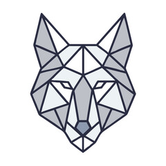Geometric Wolf Illustration in - Monochromatic Vector Design