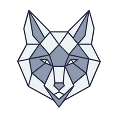 Geometric Wolf Illustration in - Monochromatic Vector Design