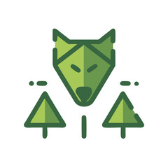 Geometric Wolf Illustration in - Monochromatic Vector Design