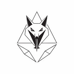 Geometric Wolf Illustration in - Monochromatic Vector