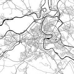 City Monochrome Black and White Minimalist Street Road Aesthetic Decoration Map