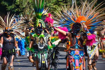 Day of the dead parade in Mexico city
