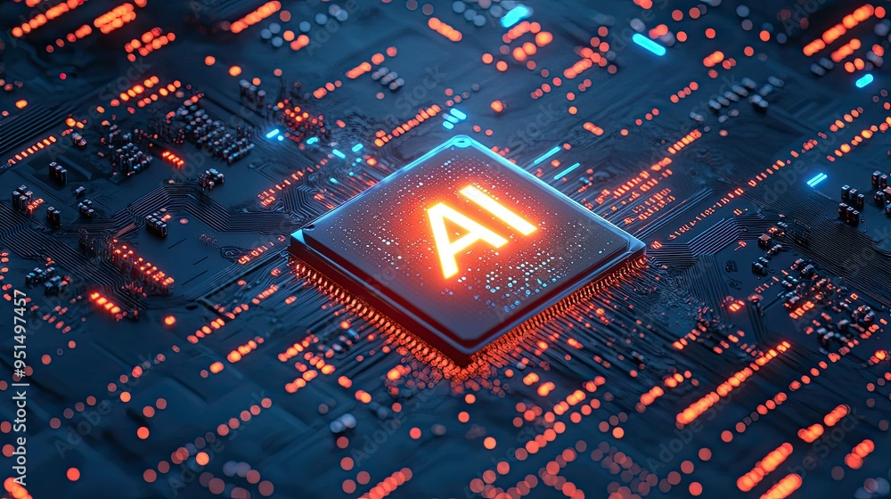 Poster a futuristic microchip design with 