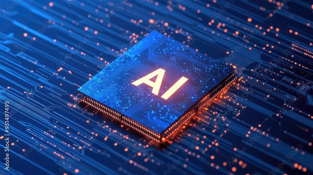 Poster a futuristic microchip design with 
