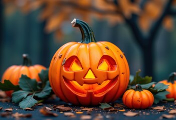 Fototapeta premium jack o lantern with pumpkin