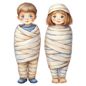 kids wrapped bandages halloween costume clip art preview