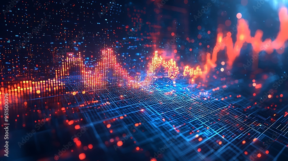 Poster an abstract technology background with red and blue lights captures the energetic interplay of innov