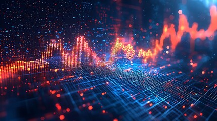 Fototapeta premium An abstract technology background with red and blue lights captures the energetic interplay of innovation and digital design.