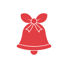 Merry Christmas Bell, Isolated christmas bell sketch icon Vector, christmas bell logo, christmas bell with ribbon white background.