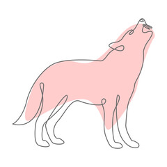 Wolf Pastel Color Line Art Animal