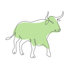 Bull Pastel Color Line Art Animal