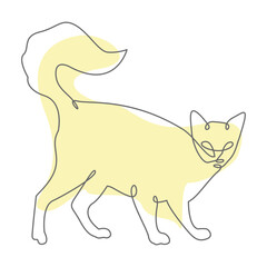 Cat Pastel Color Line Art Animal