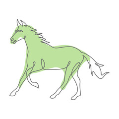 Horse Pastel Color Line Art Animal