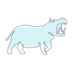 Hippopotamus Pastel Color Line Art Animal