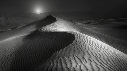 Sand Dunes Under Moonlight