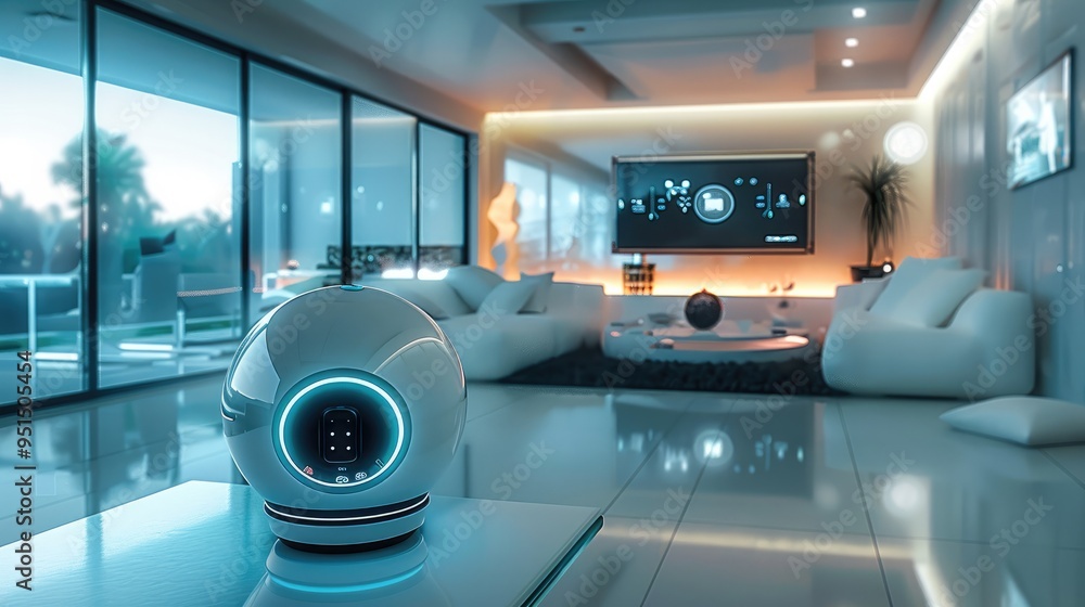 Aufkleber A futuristic AI-powered home automation system with voice control and real-time adjustments. Generative AI.