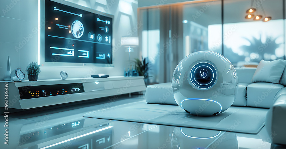 Aufkleber A futuristic AI-powered home automation system with voice control and real-time adjustments. Generative AI.