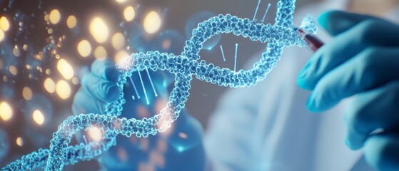 Cutting-Edge CRISPR Genetic Engineering Innovation in Vibrant Laboratory with Digital Holograms Representing Biotechnology Advancement