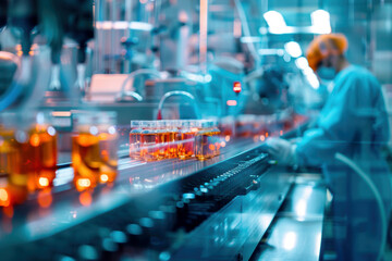 Obraz premium Industrial production of pharmaceuticals. AI generative.