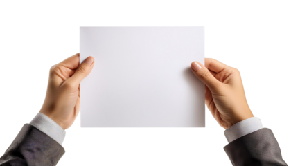 hand holding blank business card