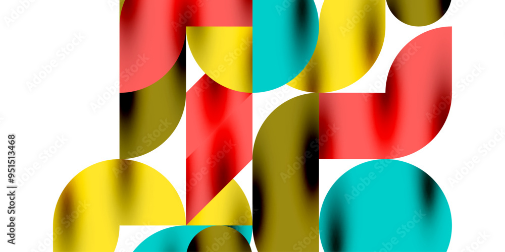 Poster tech minimal circular shapes geometric art. vector modern circles