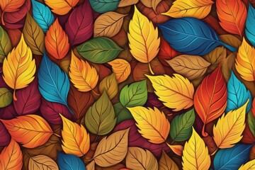 Autumn leaves seamless pattern with orange and yellow foliage for a natural and decorative wallpaper design