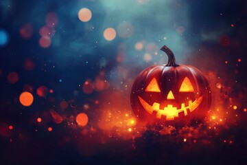 Fototapeta premium Eerie illustration of halloween day with bokeh and blur background. Premium illustration for banners, posters, greetings and Halloween celebrations with generative ai