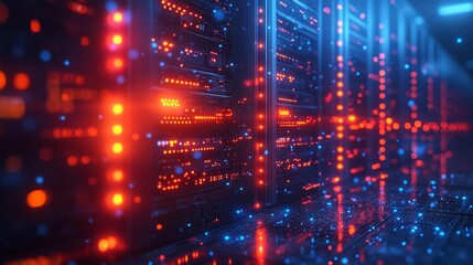 Fototapeta premium Glowing Data Center Generative AI