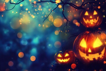 Eerie illustration of halloween day with bokeh and blur background. Premium illustration for banners, posters, greetings and Halloween celebrations with generative ai