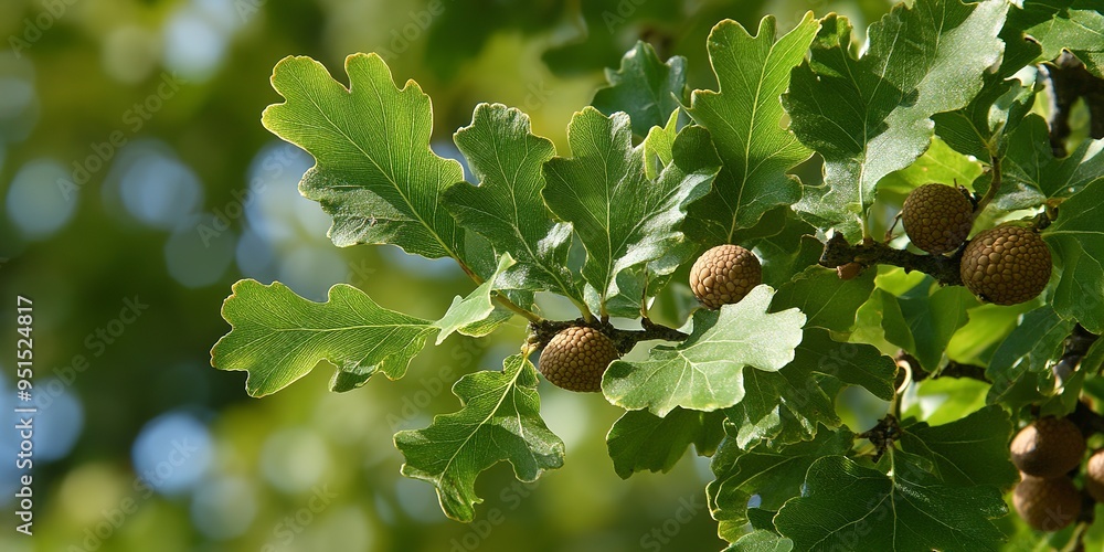 Poster Oak (Quercus): Known for their robust strength and long lifespan, oaks have distinct lobed leaves and produce acorns, playing a vital role in supporting various wildlife.