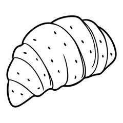 Delicious almond croissant line art vector illustration
