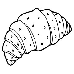 Delicious almond croissant line art vector illustration
