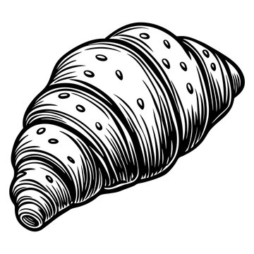 recommend clip art: Delicious almond croissant line art vector illustration
                    