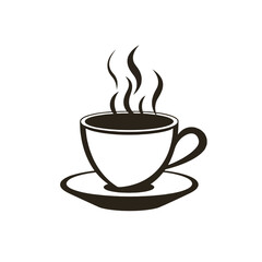 A simple illustration of a steaming coffee cup, ideal for representing cozy moments and warm beverages.