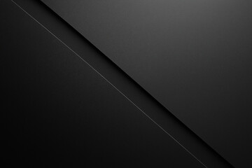 3D techno abstract black background of lines and stripes, geometric shape, banner