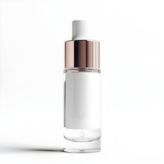 Elegant Anti Aging Skincare Serum Bottle with Natural Botanical Extracts on Minimalist White Background